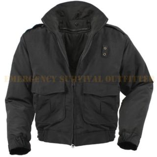 Water Repellent Black Tactical Duty Foul Weather Jacket with Removable 