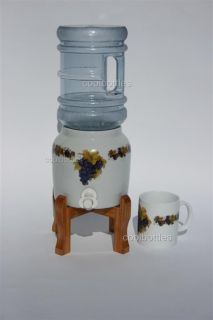 Grape Vine Porcelain Water Dispenser Crock Mini Set 710