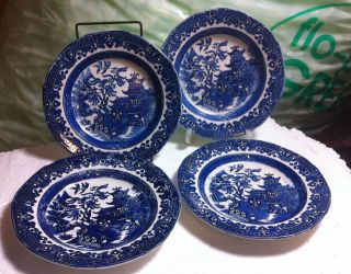 Burleigh Ware Willow plate 1930s 7 blue white Burgess Leigh pattern 