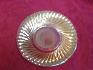 Vintage Gold Iridescent Carnival Glass Round Swirled Saucer