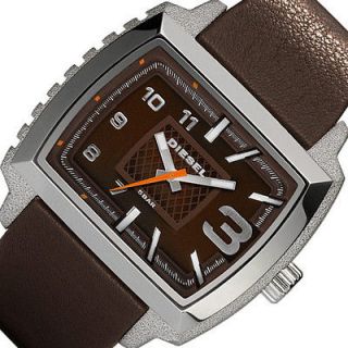 Diesel Zone Quartz Wrist Watch Black Leather Band Water Resistant