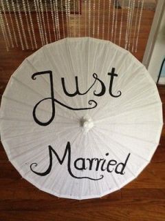 JUST MARRIEDWEDDING PAPER PARASOL   Color White