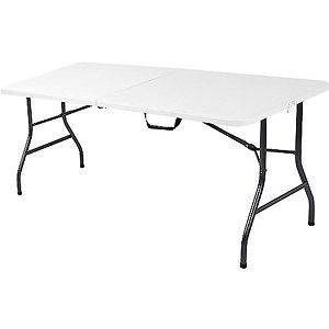 New Mainstays 6 Foot Long Center Fold Table, White Free Ship