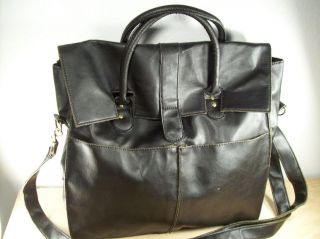   Black Leather Shoulder Messenger Cross Body Bag Pack Briefcase