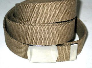 Canvas WHEAT Military WEB Style Belt Silver Metal Buckle 41 x 1 1/4