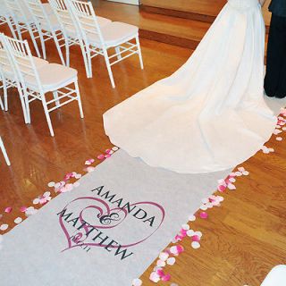 EMBRACING HEARTS WEDDING AISLE RUNNER NAMES AND DATE STYLIZED HEART 