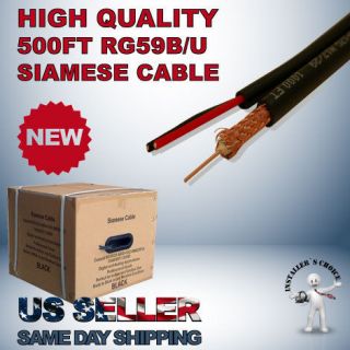 SIAMESE CABLE 500FT RG59 95% VIDEO & POWER WIRE RG59/U CCTV SECURITY 