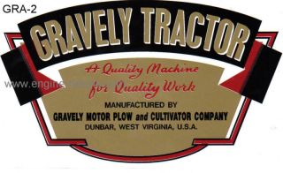 Gravely Tractor D and L early type decal gold, red, b&w