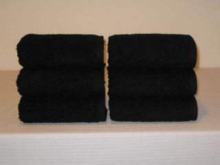 Set of 6 Black Color 100% Cotton Hand Towels, Millennium by 1888 