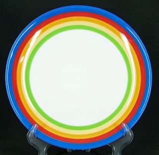 Gibson Dinner Plate Blue Red Yellow Green Bands White