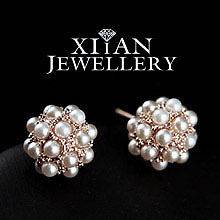 18K Rose Gold GP Small Pearls Ball Earrings