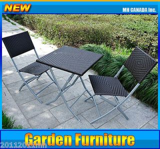 Mas Wicker Rattan Set Garden Table Chair Foldable Outdoor Patio 