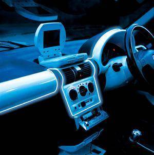 BLUE INTERIOR EXTERIOR MUSIC ALARM SENSOR NEON WIRE LED CAR BLUE LIGHT 