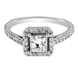 69CT 14k White Gold Princess Cut Halo Diamond Engagement Ring