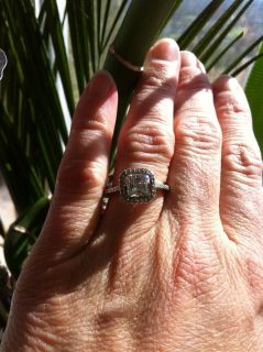 White Gold cushion princess cut HALO style diamond Engagement ring 