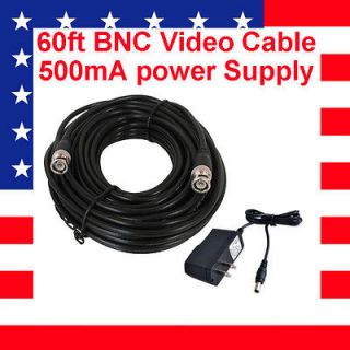 60ft CCTV RG59 BNC Video Security Camera Cable w/ Power