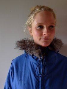 Vintage Inuit Eskimo blue parka coat fur hood embroidery M 12 