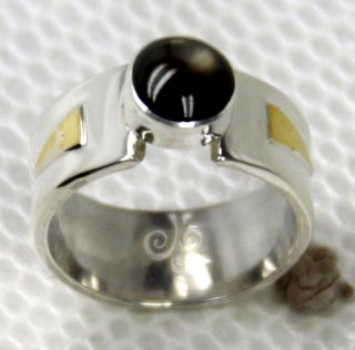black star sapphire ring 8 mm wide band 925 silver gold