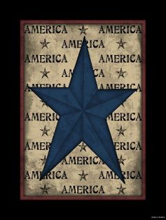 Primitive Rustic Americana Star Wood Sign Country Home Decor Patriotic 