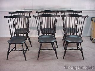 15131Fan Back Windsor Set of Black Over Red Chairs