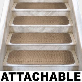 Set of 12 ATTACHABLE Carpet Stair Treads 8x27 CAMEL TAN runner rugs