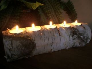 Birch bark log Tea light Candle holders
