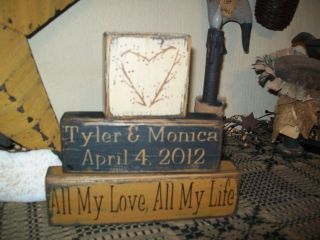 PRIMITIVE CUSTOM BLOCK SIGN~~ALL MY LOVE ALL MY LIFE~~HAPPILY EVER 