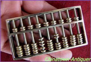 Old Chinese Copper mini miniature abacus SuanPans 9 Column 63 Count 