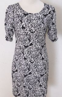 BANANA REPUBLIC Womens Black & White Floral Stretch Dress PETITE XS S