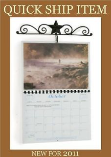 Rustic Star 12 Metal Calendar Wall Holder w Hook New Primitive 