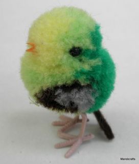 Steiff Vintage WOOLEN Green WOODPECKER Bird 4 cm no ID