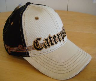 Caterpillar Chillin Tan with Black Fabric Back Cat Hat / Cap