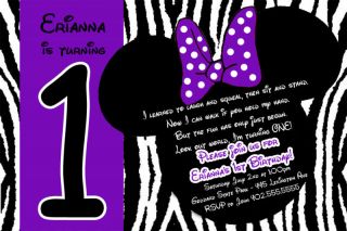 Purple Mickey & Minnie Mouse Birthday Invitations cards