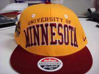 Minnesota Gophers Zephyr Flat Brim Snapback Cap Super Star Hat NCAA