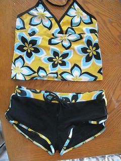   14/16 Sports Academy Bathing Suit   Black with Yellow Flowers   Cute