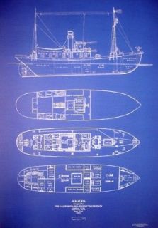 Vintage California Whale Hunting Ship Blueprint 1923 24x34