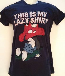 This is my Lazy Shirt T shirt Funny novelty SMURFS Shirt NEW LARG​E