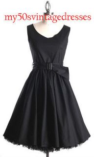 50s Audrey Hepburn Style Little Black Dress Size L Pinup Vintage 