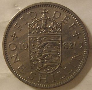 GREAT BRITAIN UK 1 Shilling 1963 K&K #9117 Queen Elizabeth II
