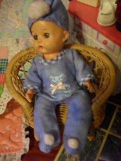 BLUE BEAR FLANNEL SLEEPER & CAP new SSO DOLL CLOTHES for VOGUE 8 