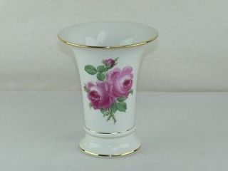 Antique 1st Quality Meissen Hand Painted Rose Porcelain Flower Vase 