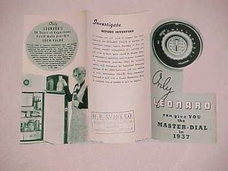 1937 LEONARD Master Dial REFRIGERATOR FOLDER CATALOG Kitchen Ice Maker 