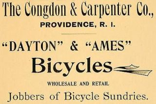   Congdon Carpenter Providence Rhode Island Dayton Ames Bicycle Sundries