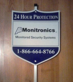 AUTHENTIC MONITRONICS SECURITY ALARM SYSTEM YARD SIGN   WARNING SIGN 