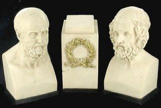 BUSTS OF HOMER ARISTOTLE HISTORIC ANCIENT GREEK FIGURES WITH 