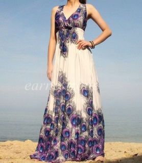 New Blue Party Evening Peacock Plus Size Gown Formal Maxi Long Dress 