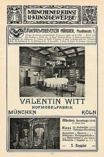1910 AD Valentin Witt, Muenchen furniture art nouveau chandelier 