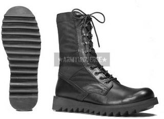 Black Ripple Sole Army Leather Jungle Boots
