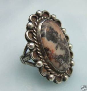 Large Petrified Wood Sterling Silver Vintage Ring Size 8.25
