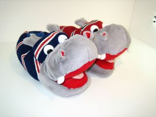   HAPPY HIPPO SUPER SOFT NOVELTY SLIPPERS FUN ADULT UK 3/4 5/6 7/8 NEW